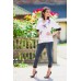 Boho Style Embroidered Assymetric Blouse "Summer Birds" White/Black